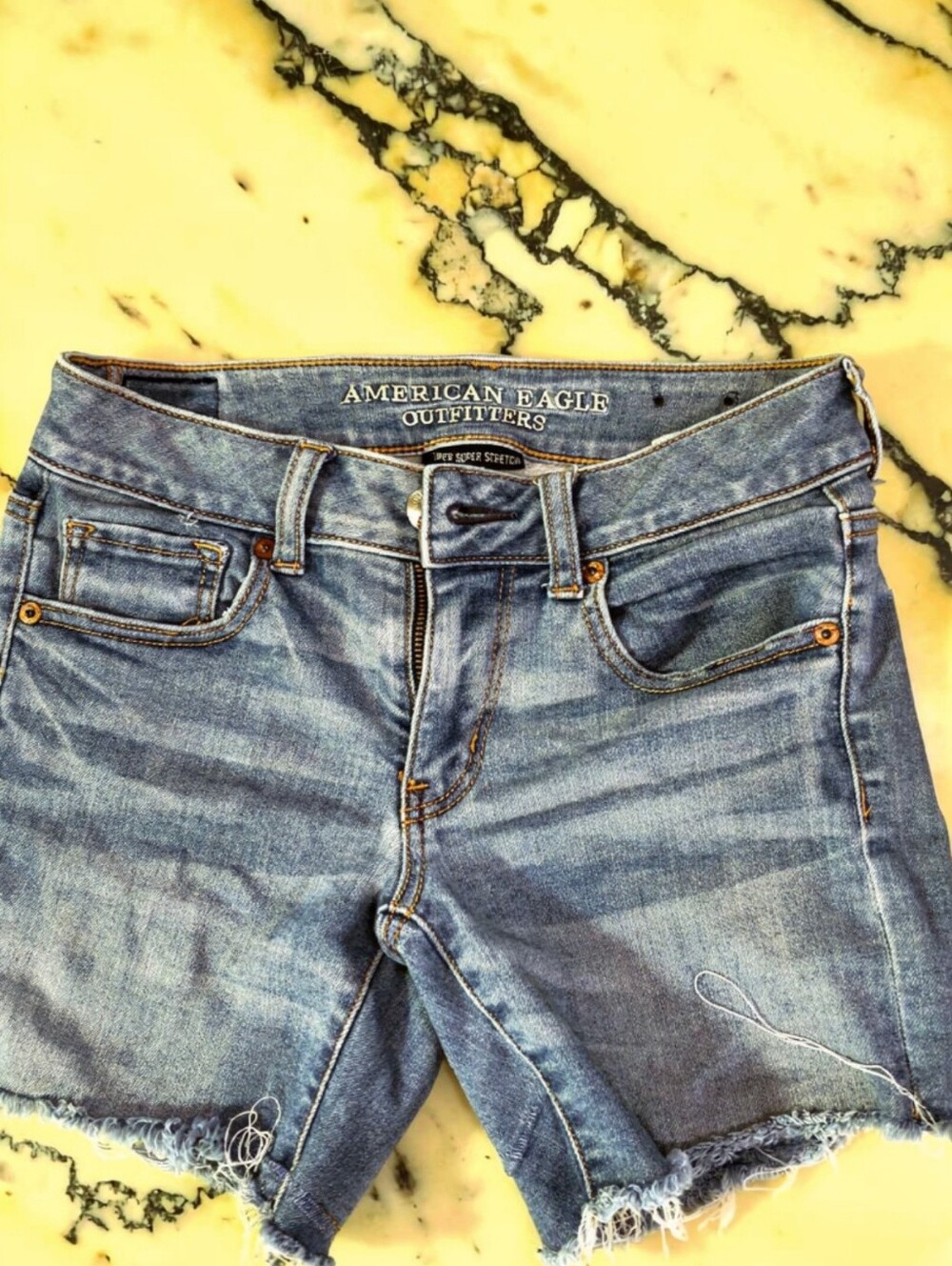 American Eagle Outfitters Distressed Light Blue Denim Super Stretch Women's